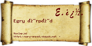 Egry Árpád névjegykártya